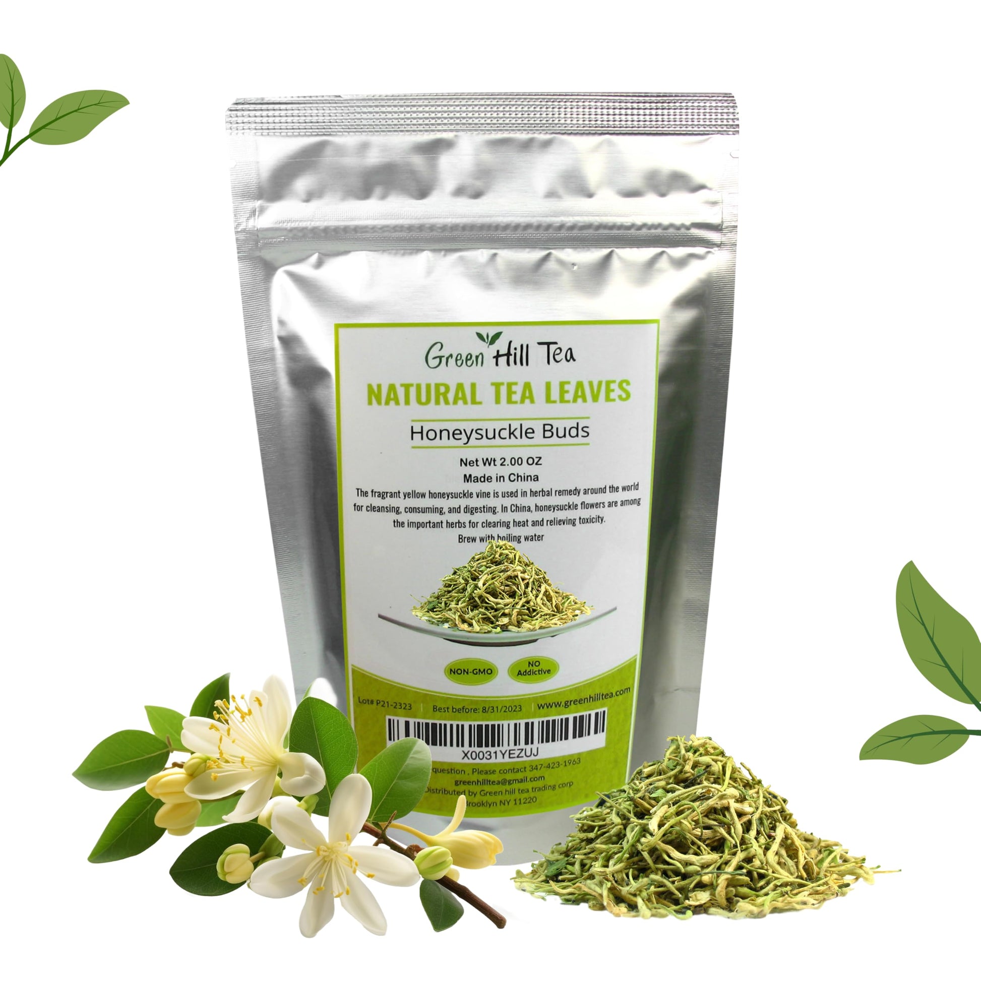 Greenhilltea traditional health herbs 2 OZ (56grams)  Honey suckle dried herbal tea honeysuckle buds  100% Natural  Caffeine free