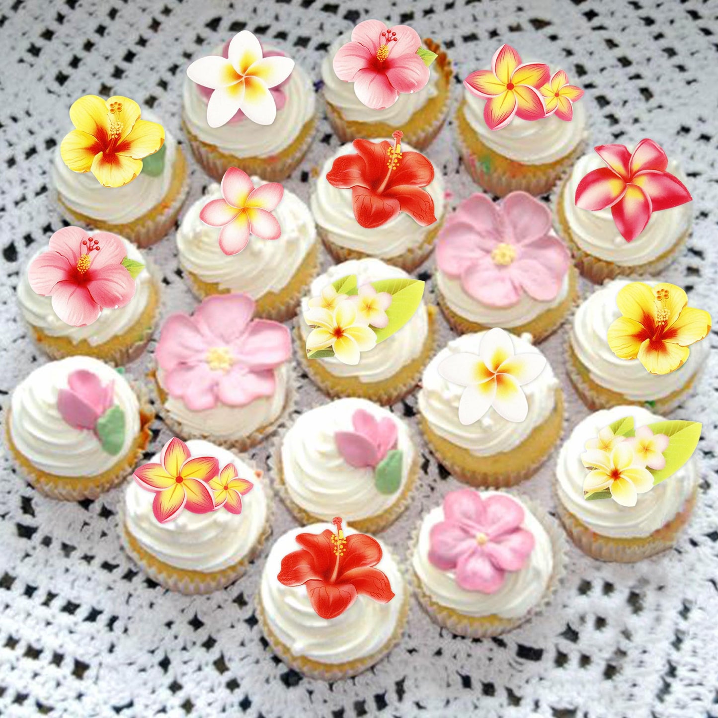 Ercadio 40 Pcs Edible Wafer Paper Flowers Cupcake Toppers Summer Theme Flowers Cupcake Drink Topper Picks Edible Flowers Cake De