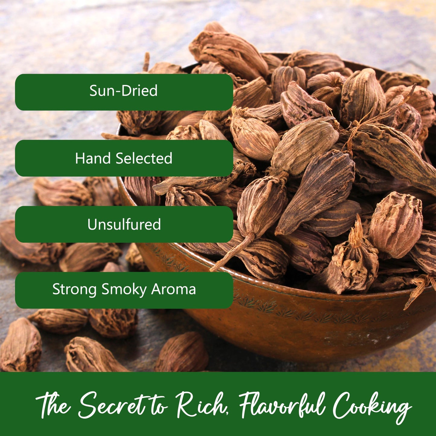 Npg Premium Black Cardamom Pods Whole (Tsao Ko/Cao Guo) 8 Ounces, Plump, Large, And Firm Brown Cardamom Seed Pods, All Natural N