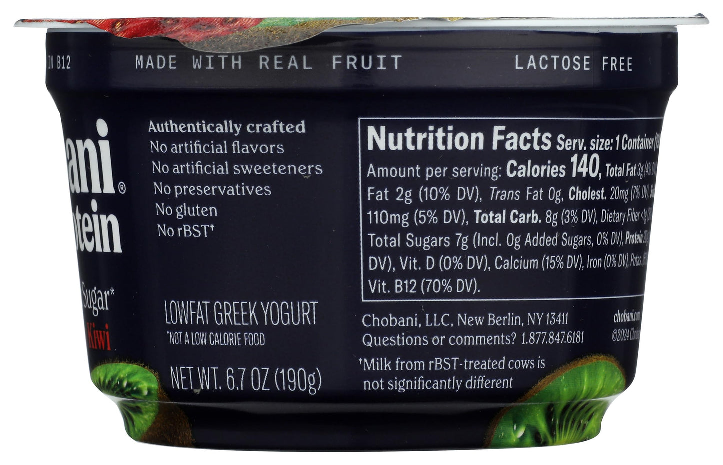 Chobani 20g Protein Lowfat Greek Yogurt Strawberry Kiwi 6.7oz