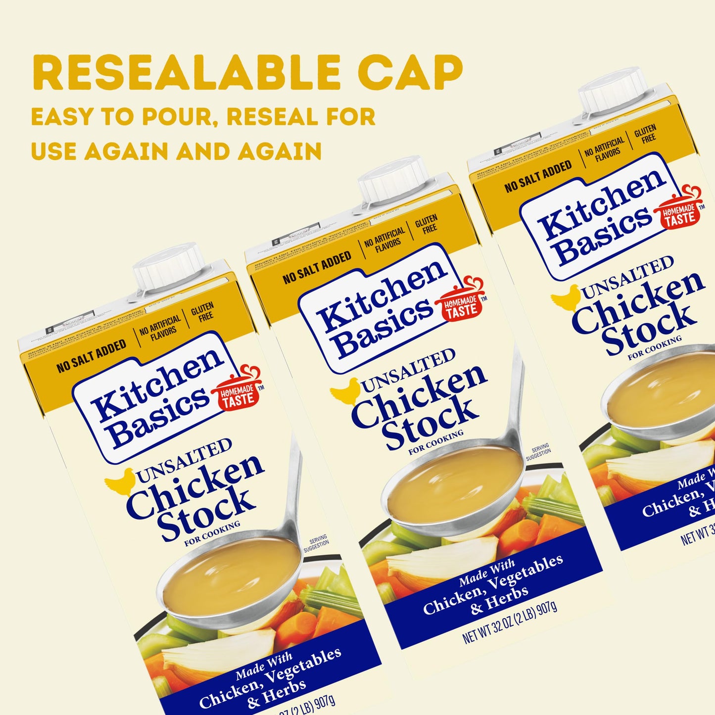 Kitchen Basics Unsalted Chicken Stock, 32 Oz (Pack Of 12) | No Artificial Flavors And Gluten Free |