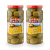 Santa Barbara Gourmet Garlic Stuffed Olives - Meaty Green Olives With Crunchy Garlic - Perfect For Cocktails Or Straight From The Jar - 2-Pack, 10 Oz Each
