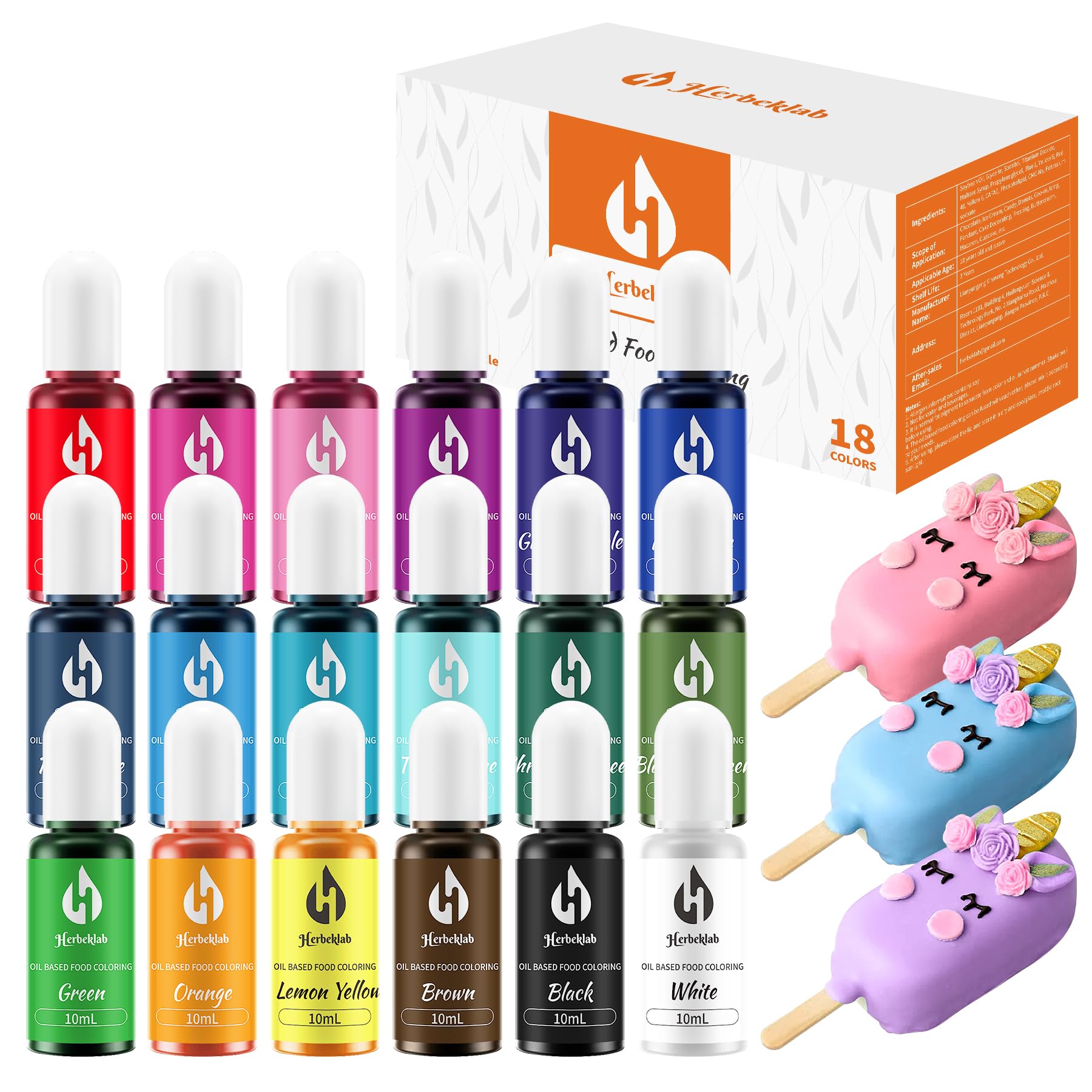 Oil Based Food Coloring for Chocolate Oil Food Dye for Baking 18 Colors x 10 ml Concentrated Oil Food Coloring for Melting Choco