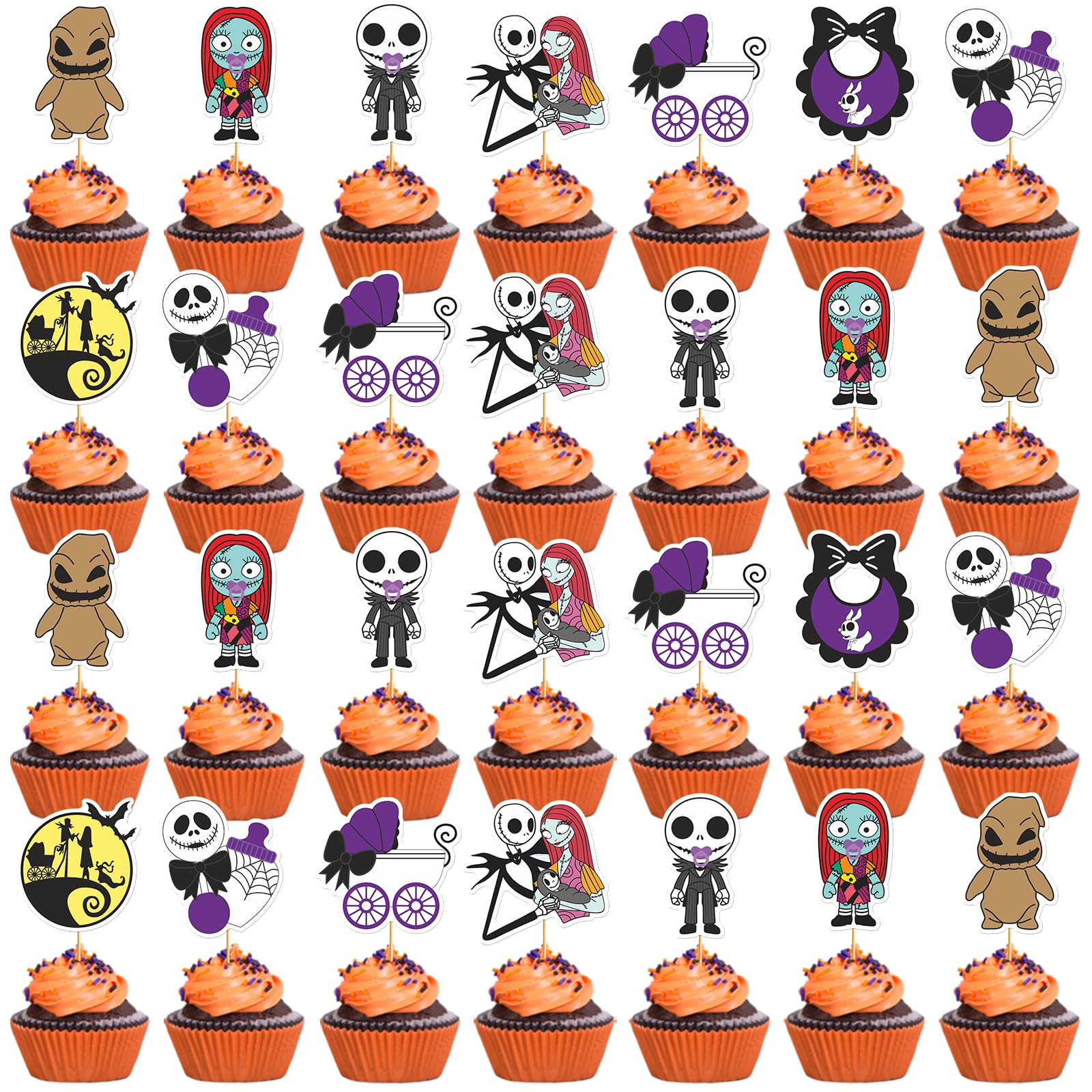 40Pcs Nightmare Before Christmas Baby Shower Cupcake Toppers Nightmare Before Christmas Cupcake Decorations Nightmare Before Chr