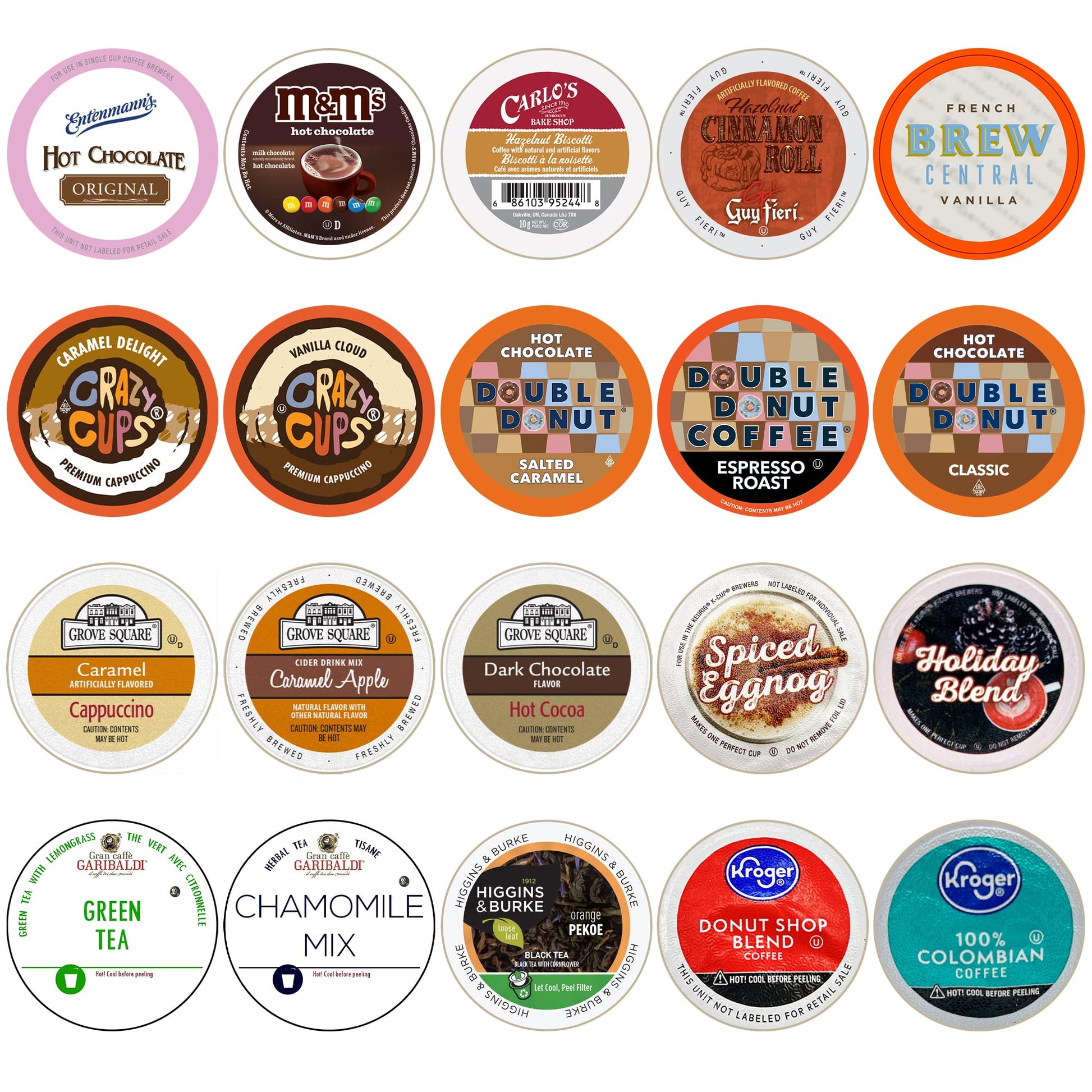Perfect Samplers Tea Pods Variety Pack for Keurig, 20 Count, Includes Cider, Hot Chocolate, Cappuccino & Coffee Pods