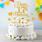 Lecferrarc 17th Birthday Cake Decorations Set, Gold Glitter Toppers and Candles