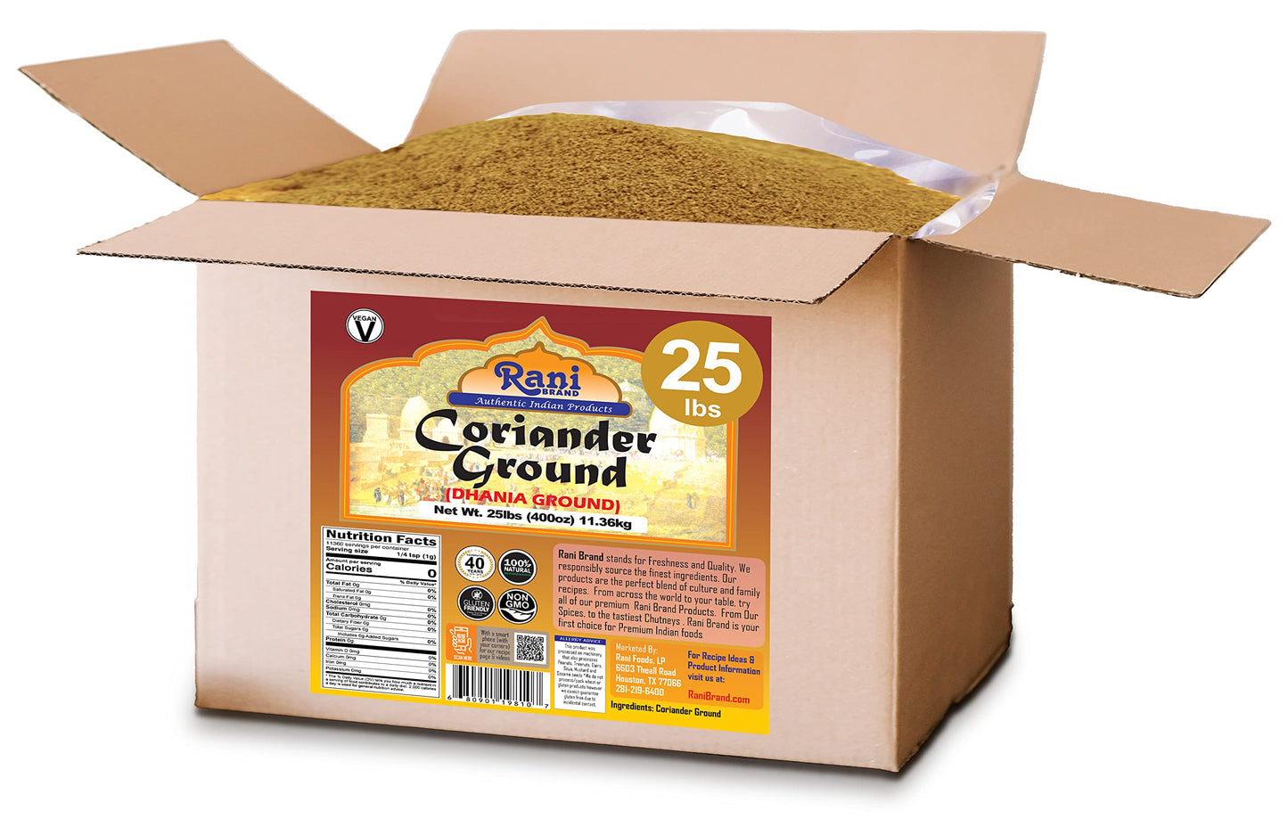 Rani Ground Coriander Powder, All Natural, Vegan, 25 lbs Bulk Box, Indian Origin