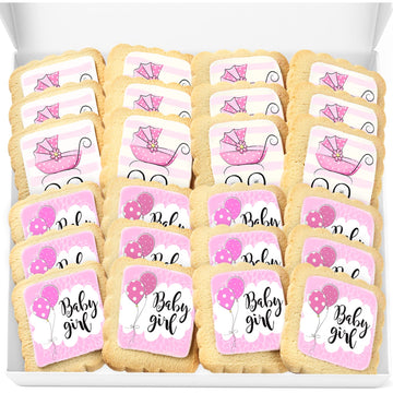 Baby Shower Cookies Baby Girl 24 PACK Favors Dessert Table Decorated Individually Wrapped Sugar Cookies Party Gift