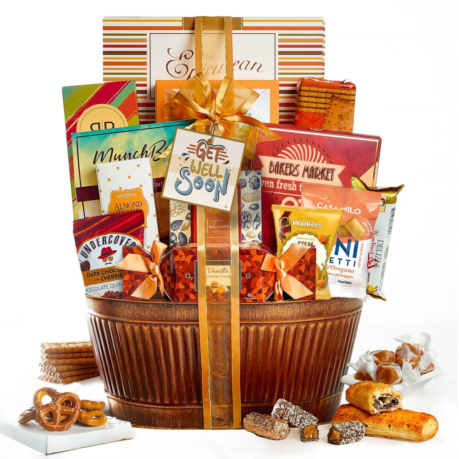 Get Well Basket - Care Package with Gourmet Snacks for Women & Men  After Surgery Gifts  Thinking of You   Feel Better Sweets  Gift Box by Broadway Basketeers
