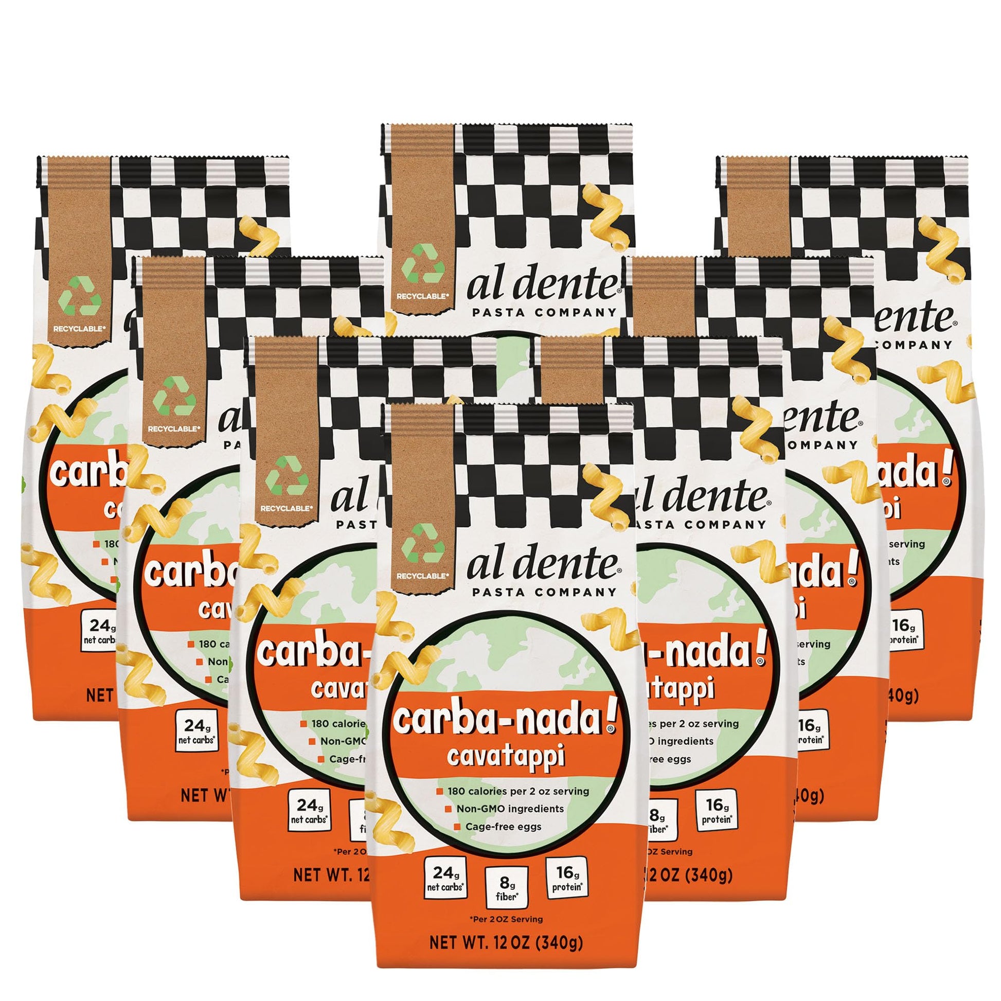 Al Dente Carba-Nada Cavatappi Pasta, Low Carb, High Protein, Keto-Friendly, Made with Cage-Free Eggs, Non-GMO, 12 oz (Pack of 8)