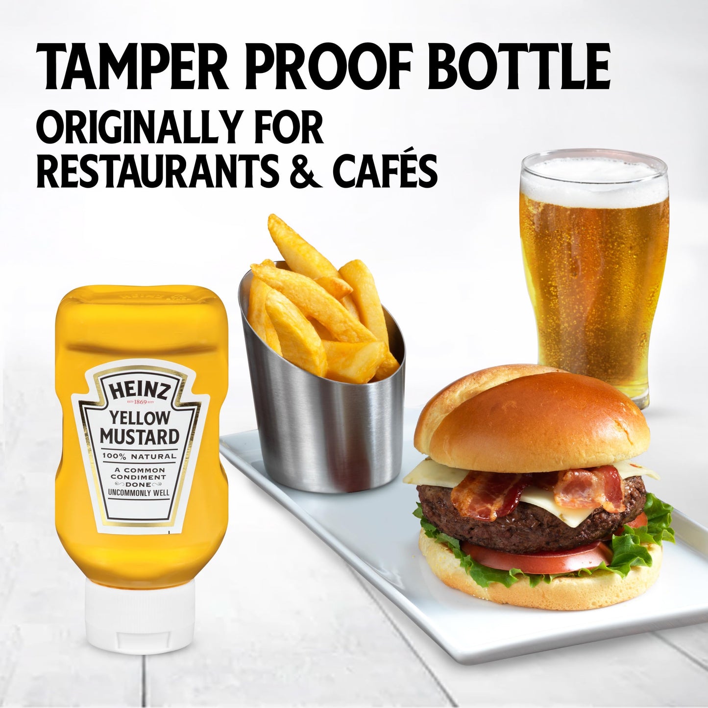 Heinz 100% Natural Yellow Mustard (Forever Full, Inverted, No Seal To Peel, 16 Ct Casepack, 13 Oz Bottles)