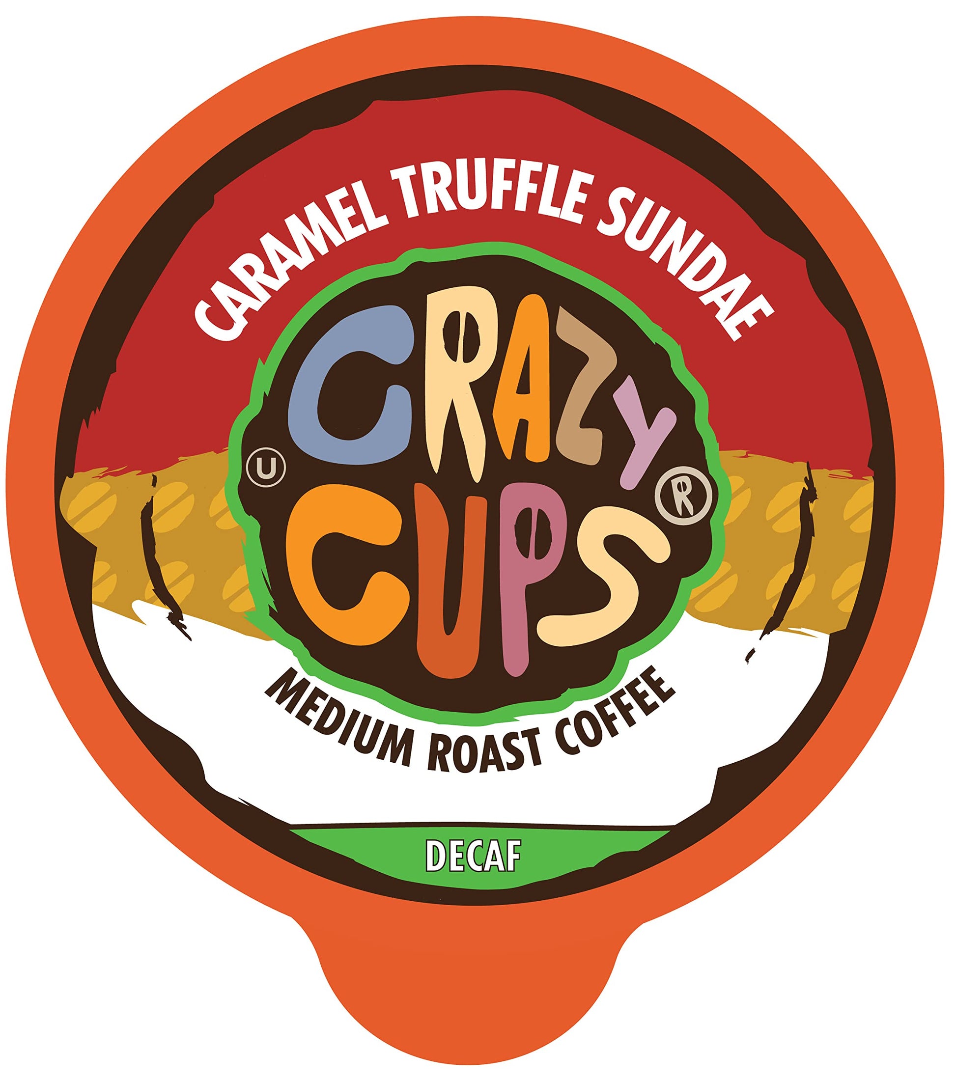 Crazy Cups Decaffeinated Caramel Hot/Iced Coffee Pods, 22 Count, Recyclable for Keurig K-Cups