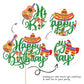 YCTHUNFISH Cake Topper, Cactus & Donkey Design, 5.9x8.7 inches, Paper/Bamboo, Green for Birthday/Mexican Fiesta Party
