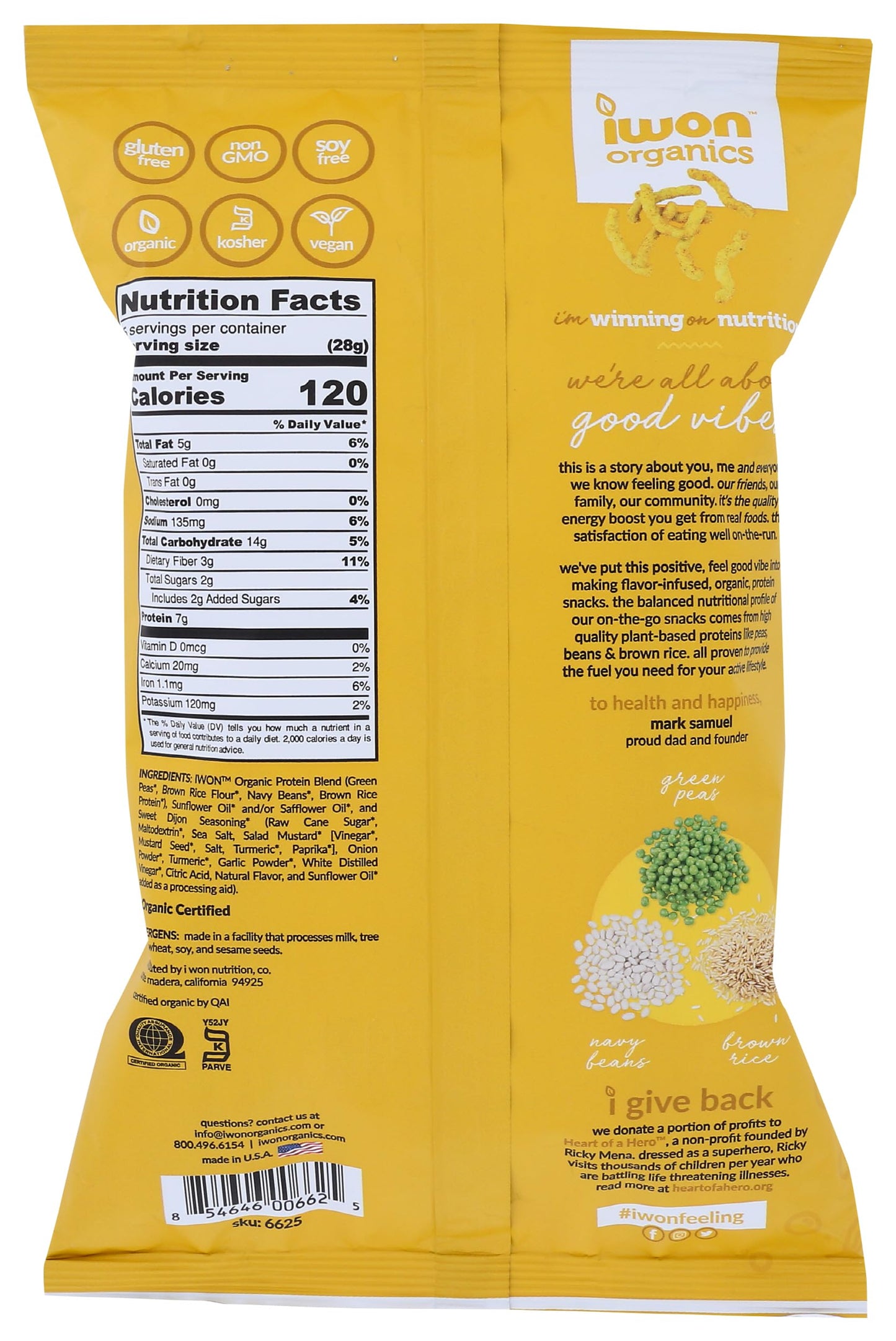 Iwon Organics Organic Sweet Dijon Protein Stix 5 Oz