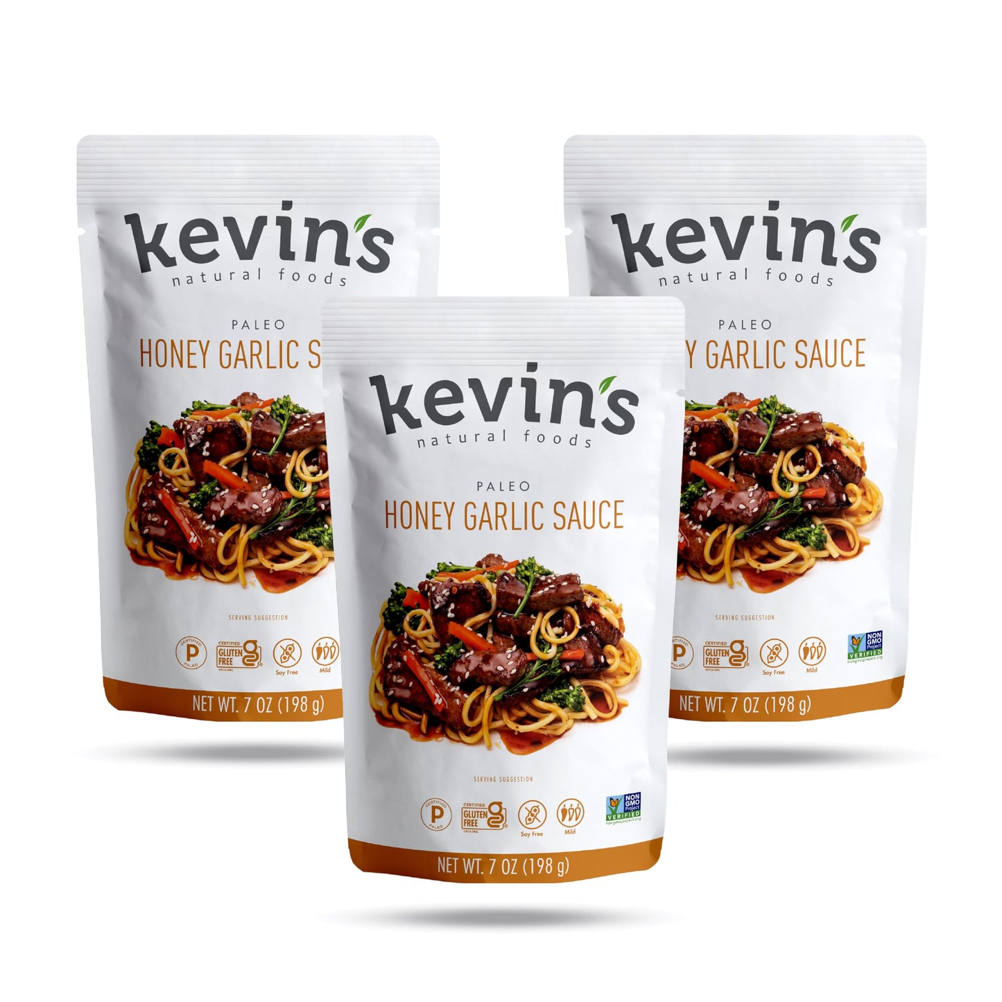 Kevin'S Natural Foods Honey Garlic Sauce - Paleo Simmer Sauce - Stir-Fry Sauce, Gluten Free, No Preservatives, Non-Gmo - 3 Pack