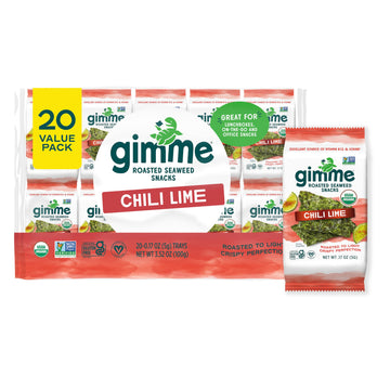 Gimme Seaweed - Chili Lime - 20 Count - Organic Roasted Seaweed Sheets - Keto, Vegan, Gluten Free - Great Source Of Iodine & Ome