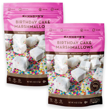 Hammondas Candies Gourmet Marshmallows - Birthday Cake Great For Snacking, Hot Chocolate, Samores, Baking Gluten-Free, Kosher, H