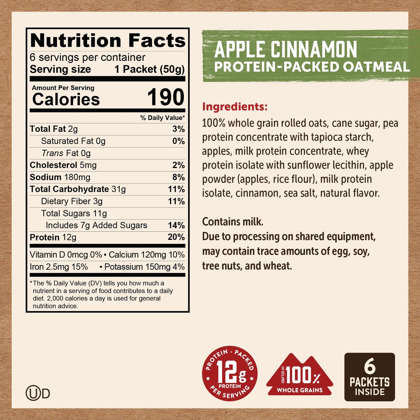 Kodiak Cakes Instant Oatmeal Packets Variety Pack - High Protein - 100% Whole Grains Breakfast Food - Maple & Brown Sugar  Apple Cinnamon  & Chocolate Chip (24 Packets)