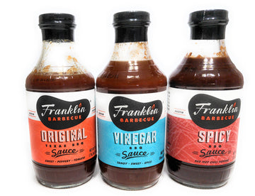 Franklin Barbecue Sauce 12.5oz Bottle (Pack of 3) (Sampler Pack 1 of Each Flavor)