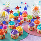 ZHUOWEISM 36 PCS Cupcake Toppers Blue Red Silver - Bamboo Independence Day Decorations for Birthday Parties