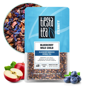 Tiesta Tea Blueberry Wild Child, Loose Leaf, Blueberry Hibiscus Herbal Tea, enhanced Non-Caffeinated Fruit Blend, Make Hot or Iced & Brews Up to 25 Cups, 1.8 Ounce Resealable Pouch