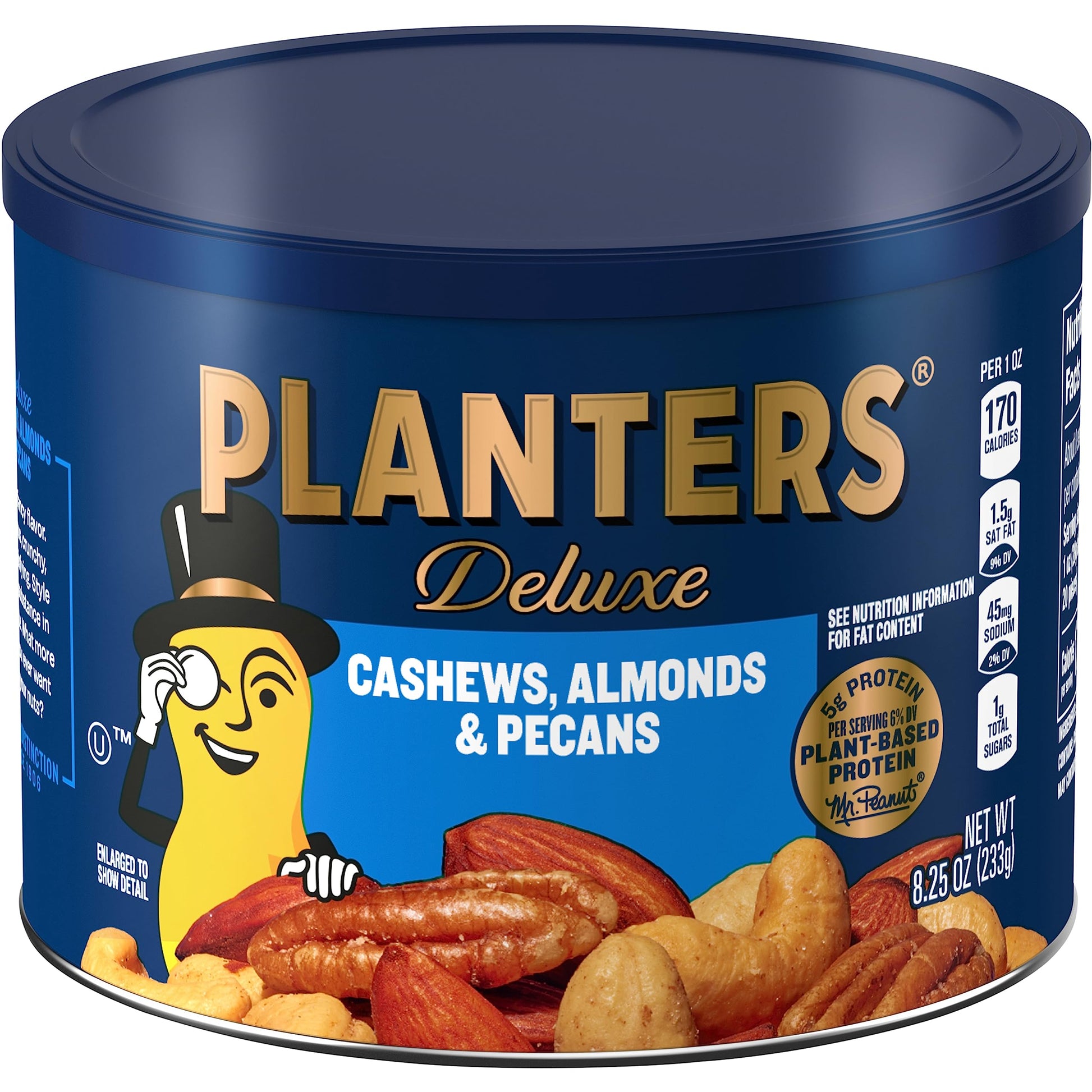 PLANTERS Cashews Almonds & Pecans Nut Mix, 8.25 oz Canister, Blue