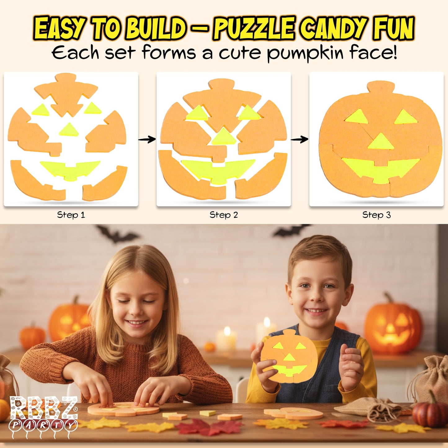 Halloween Pumpkin Puzzle Candy - 12 Pack Individually Wrapped Large 35g - Unique Halloween Themed Candy - Great for Trick or Tre