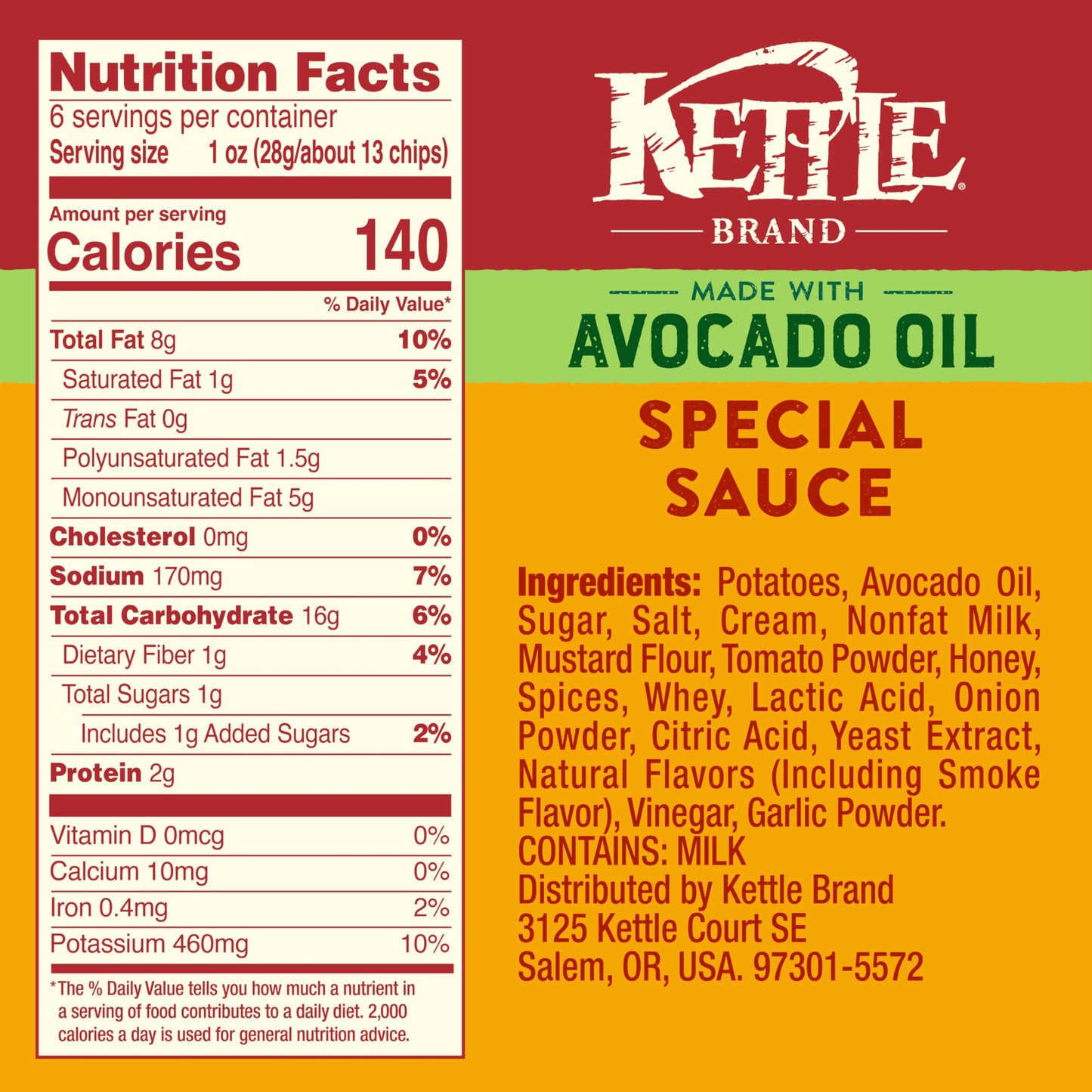 Kettle Brand Made with Avocado Oil Special Sauce Chips, 6 Oz Bag