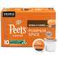 Peets Coffee Flavored Light Roast K-Cup Pods - Pumpkin Spice, 10 Count, Model 0785357025622