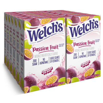 Welch s Singles To Go Water Drink Mix - Passion Fruit Powder Sticks (12 Boxes with 6 Packets Each - 72 Total Servings)