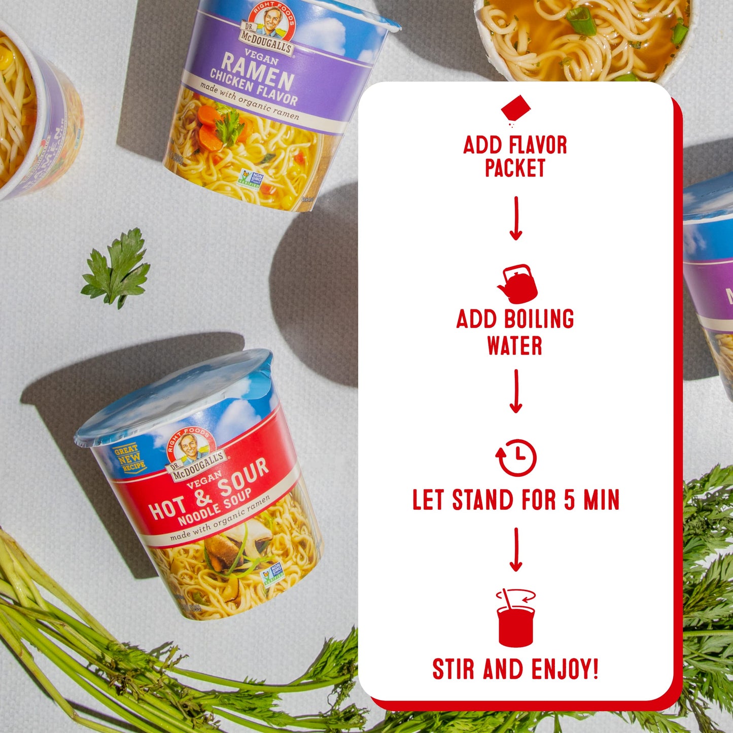 Dr. Mcdougall'S Hot And Sour Vegan Ramen Soup - Spicy Ramen Noodles - Instant Ramen Noodle Cups - Non-Gmo Instant Hot Noodles -