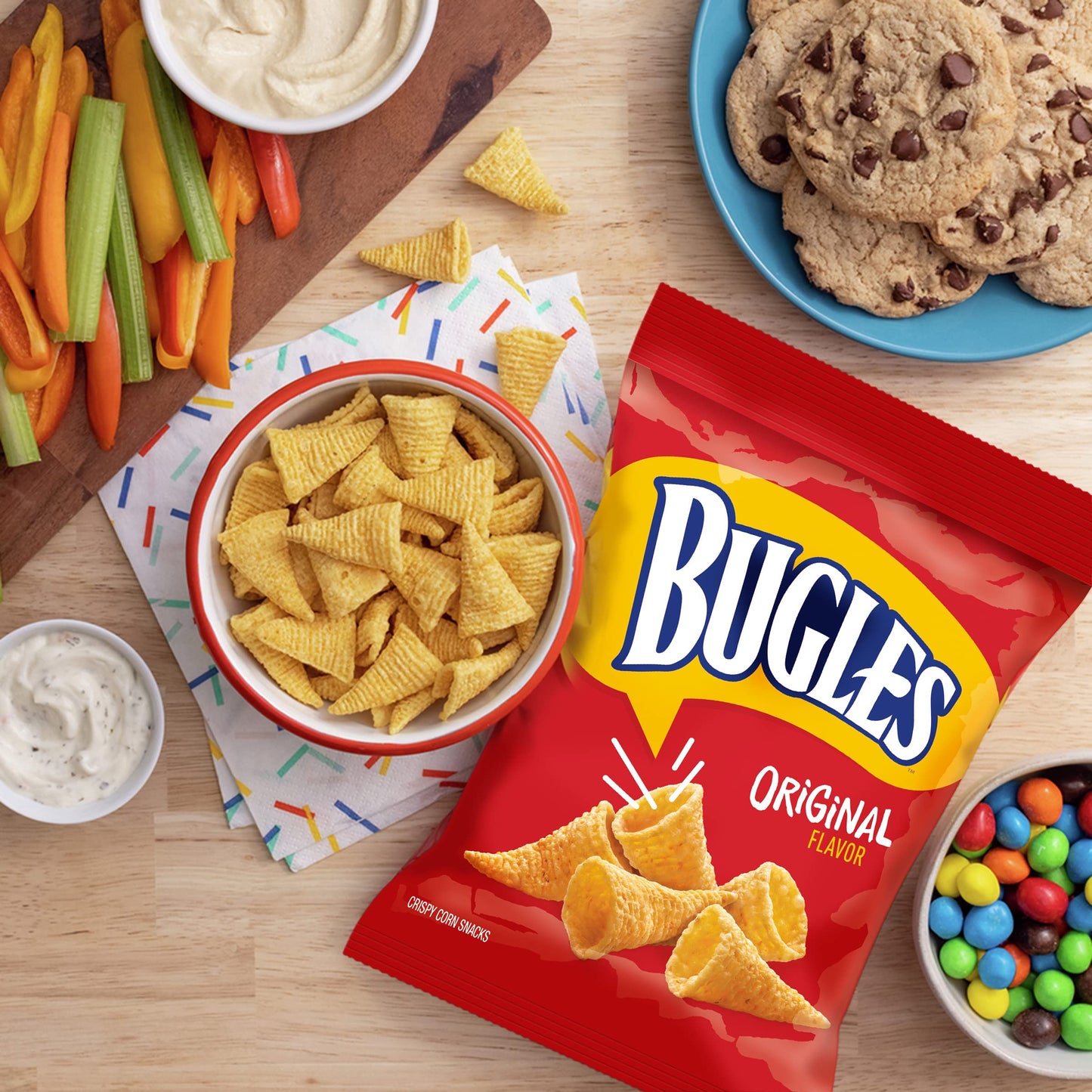 Bugles Original Crispy Corn Snacks, Snack Bag, 7.5 oz