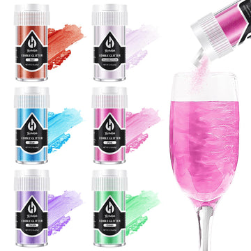 Edible Glitter for Cocktails - 6 Colors Luster Dust Edible Drink Glitter Food Grade Metallic Shimmer Powder Cake Sprinkles for B