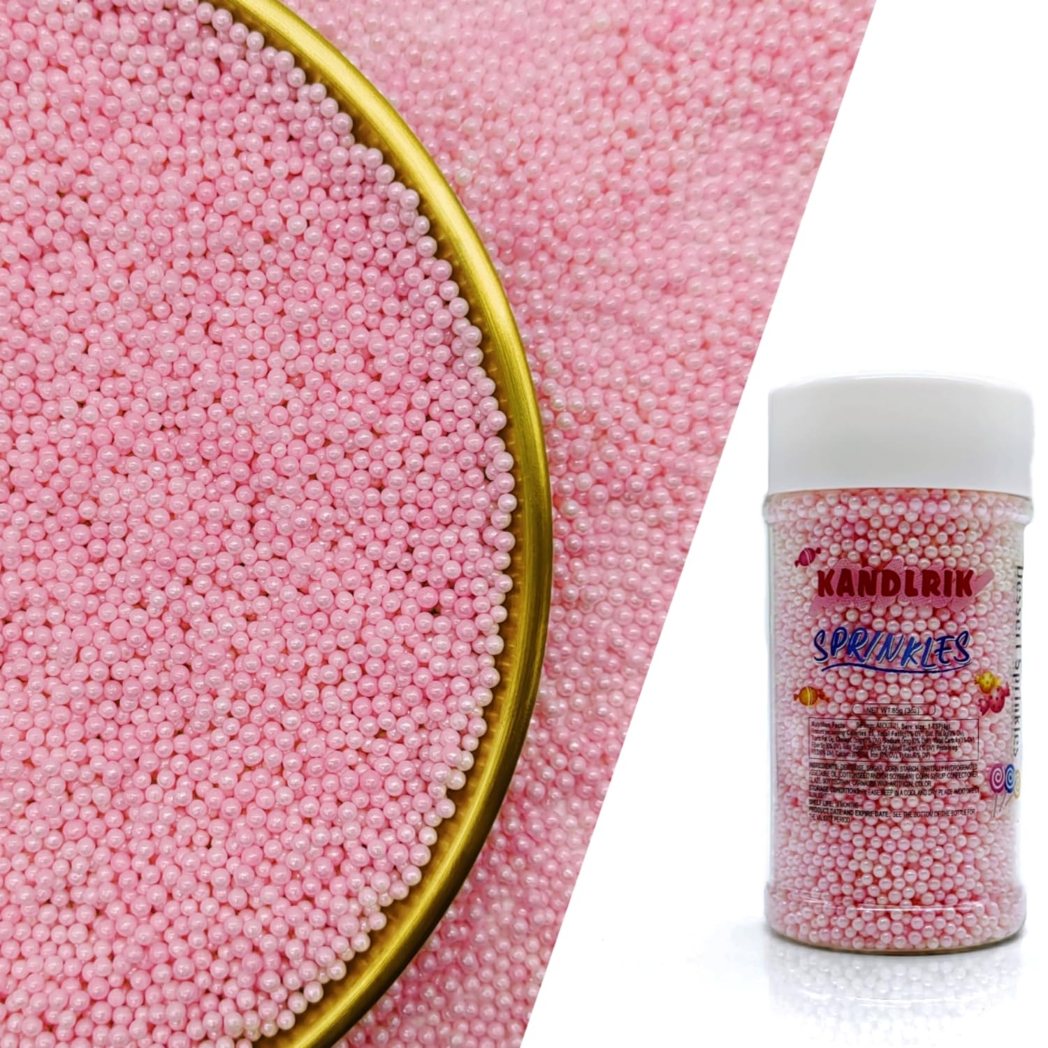 Edible Pink Pearl Sugar Sprinkles Candy 2mm Mini Pearls Cake Decorations Cupcake Toppers Cookie Decorating Perfect for Wedding P