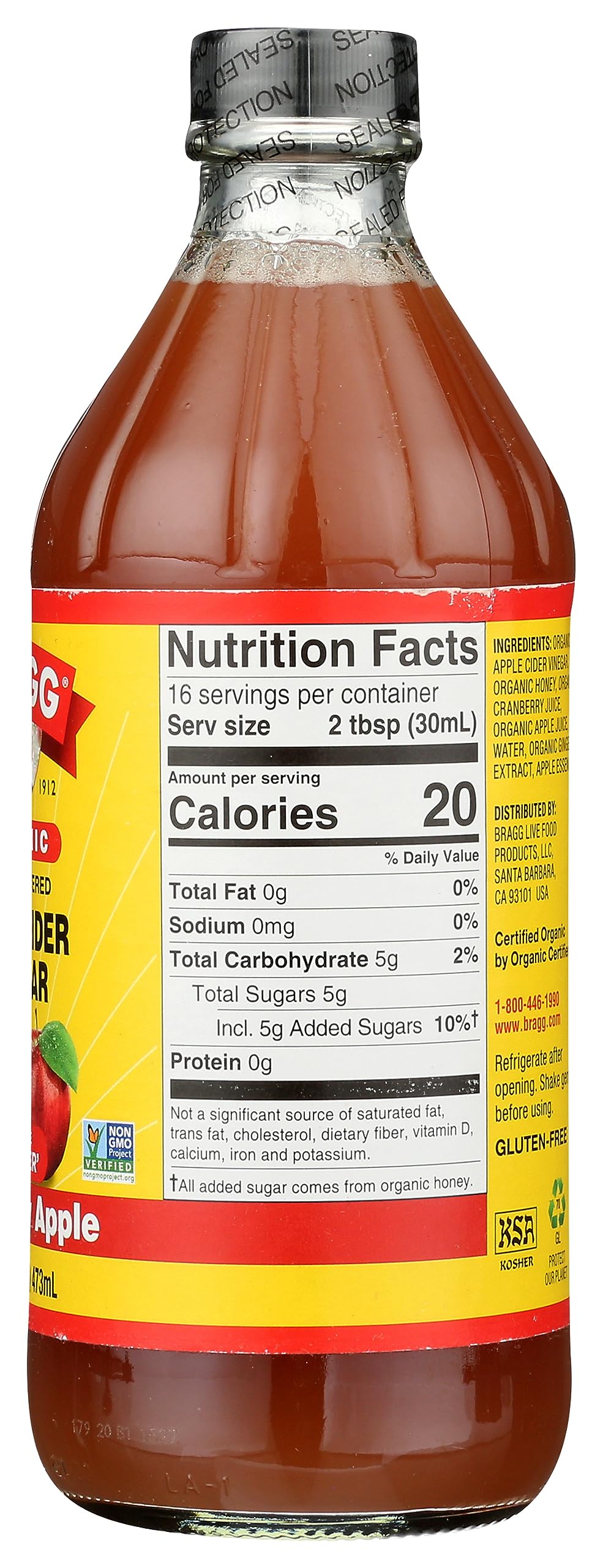 Bragg Organic Apple Cider Vinegar Cranberry Apple Blend With The Mother - 16 Fl Oz - Raw And Unfiltered
