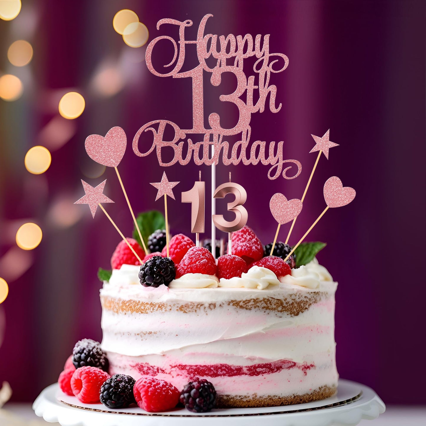 Lecferrarc 13Th Birthday Cake Decorations, 13Th Birthday Candles Cake Numeral Candles And Glitter Happy 13Th Birthday Cake Toppe