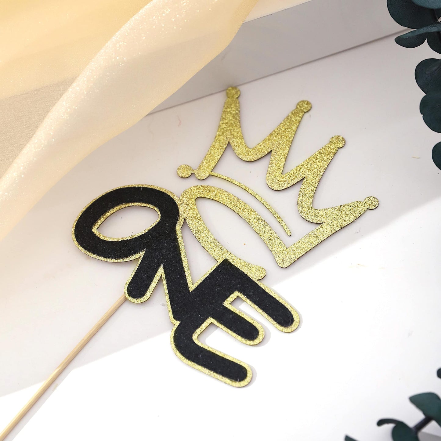 One Birthday Cake Topper - Hip Hop Boys 1St Birthday Decorations, Crown One Cake Topper, Black And Gold First Birthday Decoratio