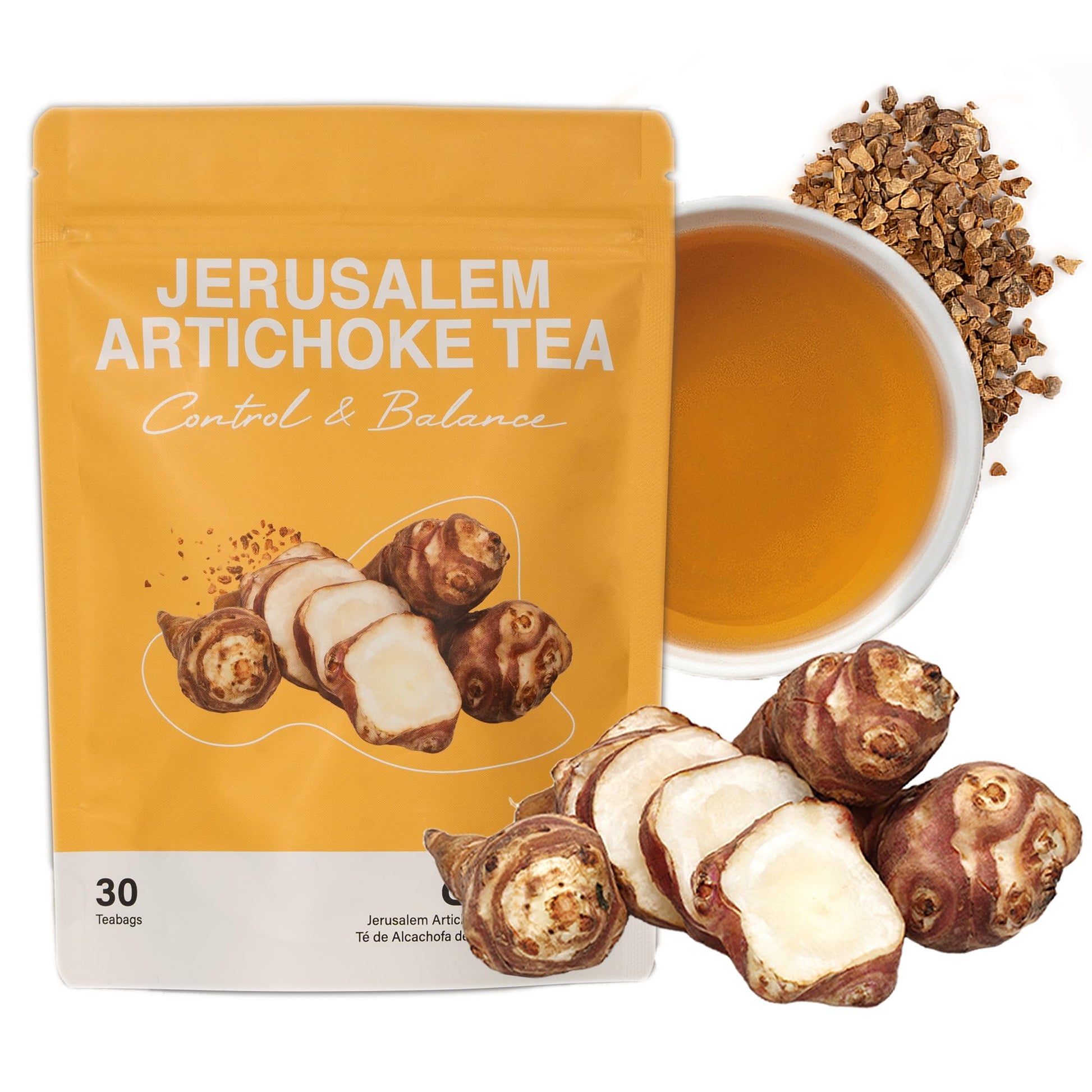 DALAMHARI Jerusalem Artichokes Tea Bags - 30 Count, Decaf, Smooth Move, Ballerina, Chicory Root, Burdock Root, Sugarproof
