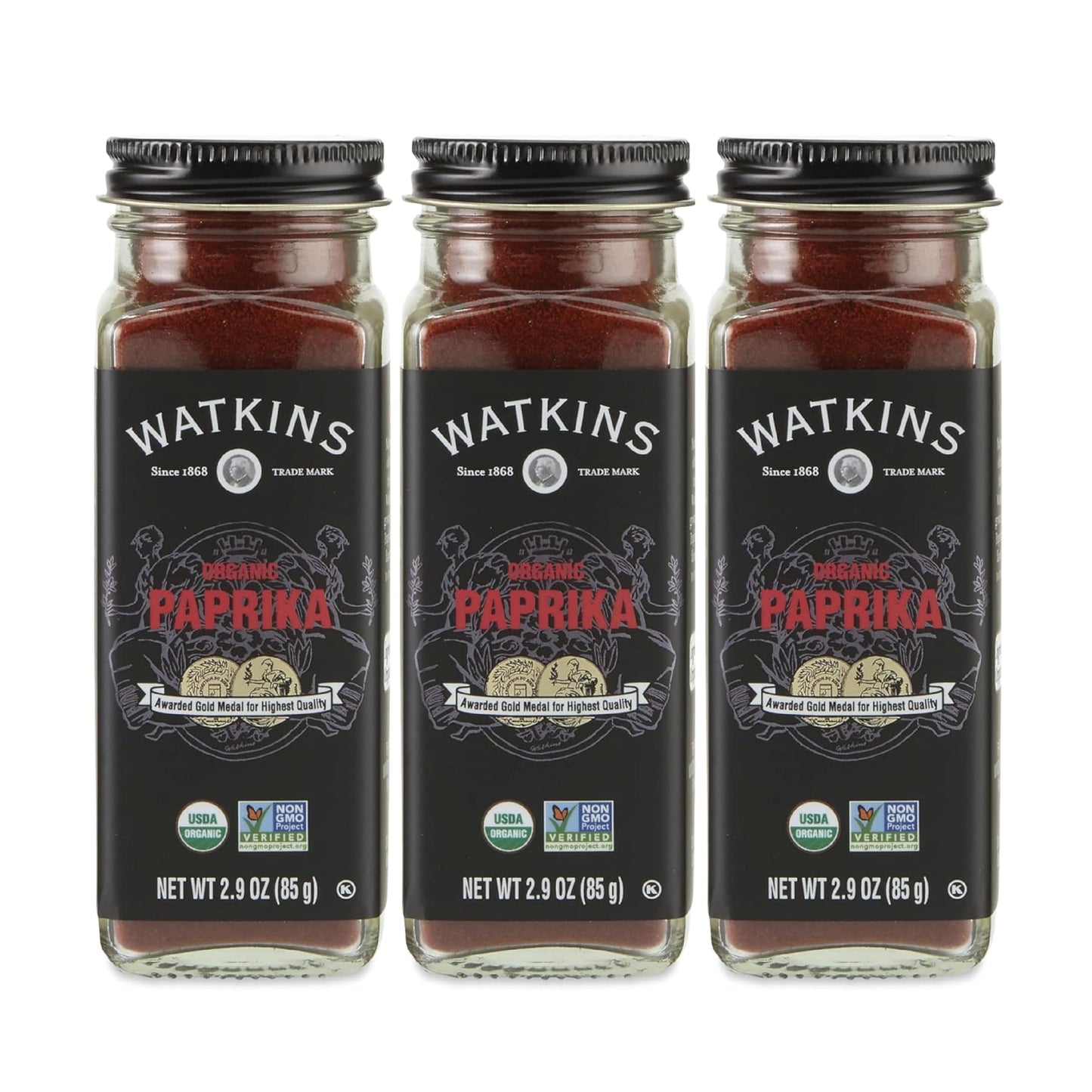 Watkins Gourmet Organic Spice Jar, Paprika, 2.9 Ounce Jar, 3 Count