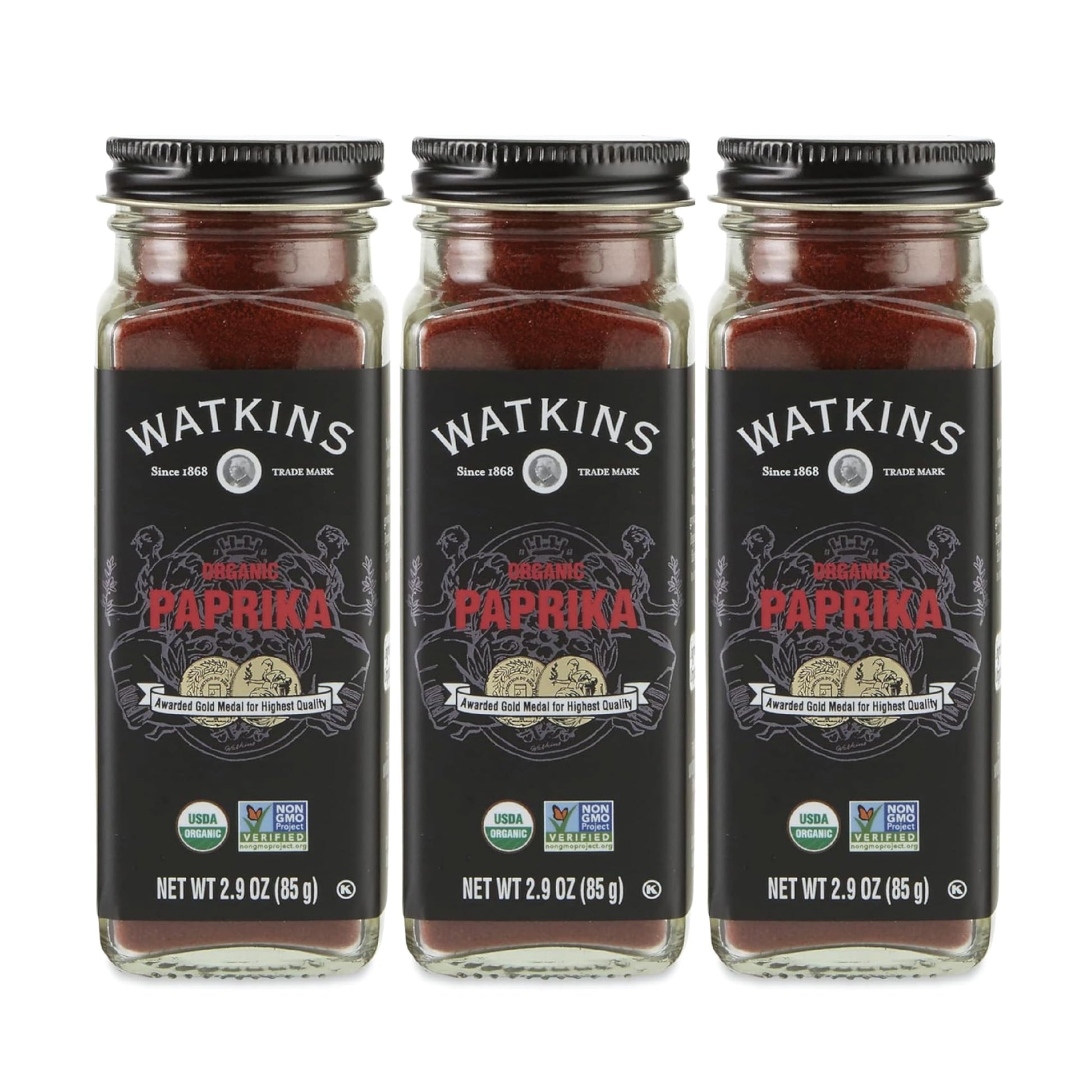 Watkins Gourmet Organic Spice Jar, Paprika, 2.9 Ounce Jar, 3 Count