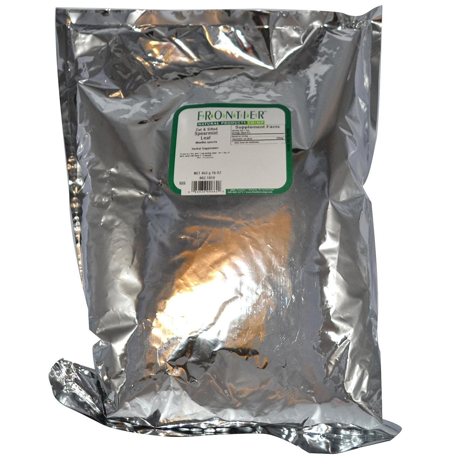 Frontier Co-op Spearmint Leaf, Cut and Sifted, Kosher, 1 lb Bulk Bag