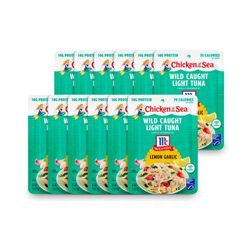 Chicken of the Sea Wild Caught Light Tuna, 2.5 oz. Packets (Box of 12), Lemon Garlic Seasoning