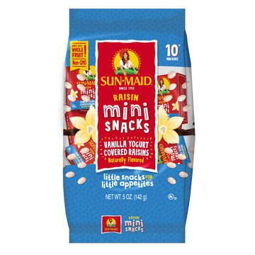 Sun-Maid Vanilla Yogurt Coated Raisins - (10 Pack) 0.5 Oz Mini Snack-Size Box - Yogurt Covered Dried Fruit Snack For Lunches And