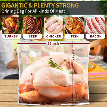 Brining Bags For Turkey, 2 Packs Extra Large Turkey Brine Bag With 2 Cotton Strings, Thickened Double Zip-Lock Seal Brine Bags F