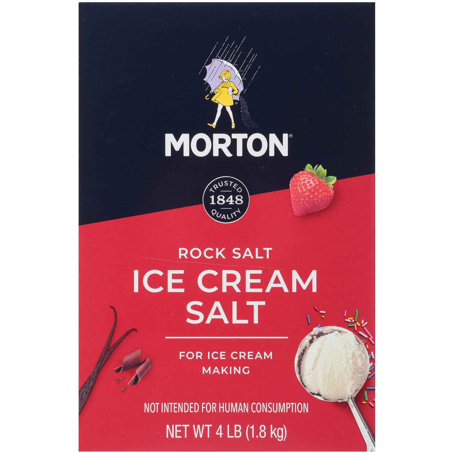 Morton Ice Cream Salt, 4 Pound Box, 64 Ounce, Blue, Model F142130000B