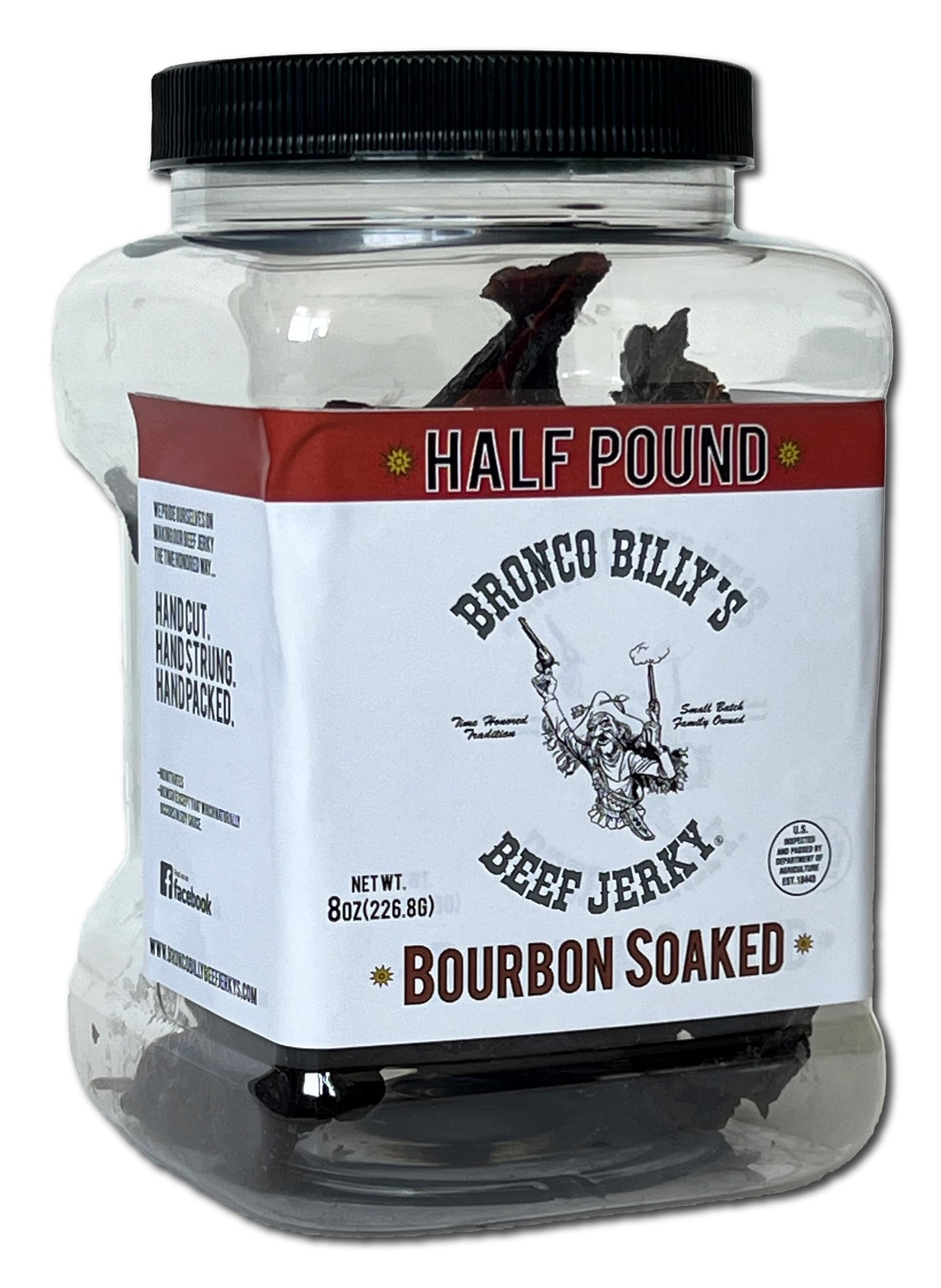 Bronco Billys Beef Jerky Spirit-Inspired Flavor Soaked Half Pound Jar - 8Oz - New Jar Design