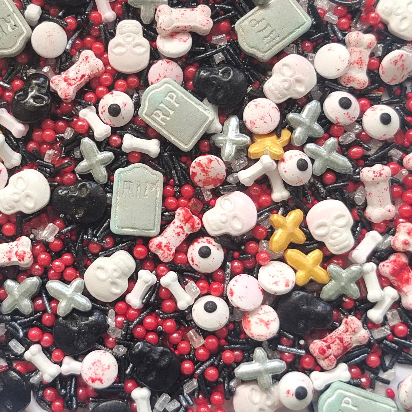 1 Bottle Edible Bloody Eyeball and Bones Mixing Sprinkles 3.53oz/ 100g | Edible Cake Cupcake Sprinkles for Decorating | Cookie a