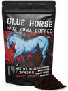 Blue Horse 100% Kona Coffee, Dark Roast Ground Arabica, 16 oz (1 lb) Bag. Farm Fresh Hawaiian Coffee, Smooth & Bold Flavor, Hand