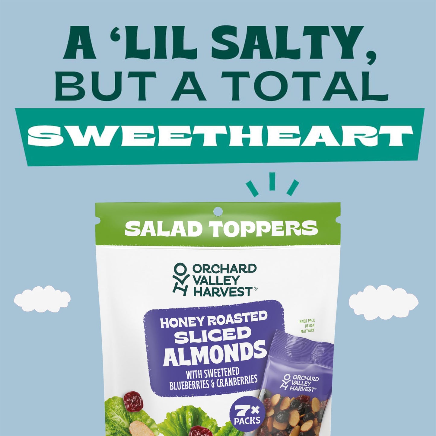 Orchard Valley Harvest Salad Toppers Honey Roasted Sliced Almonds With Sweetened Blueberries & Cranberries, 0.85 Oz (Pack Of 7) Resealable Bag, Gluten Free, Made With Real Fruit, No Artificial Colors