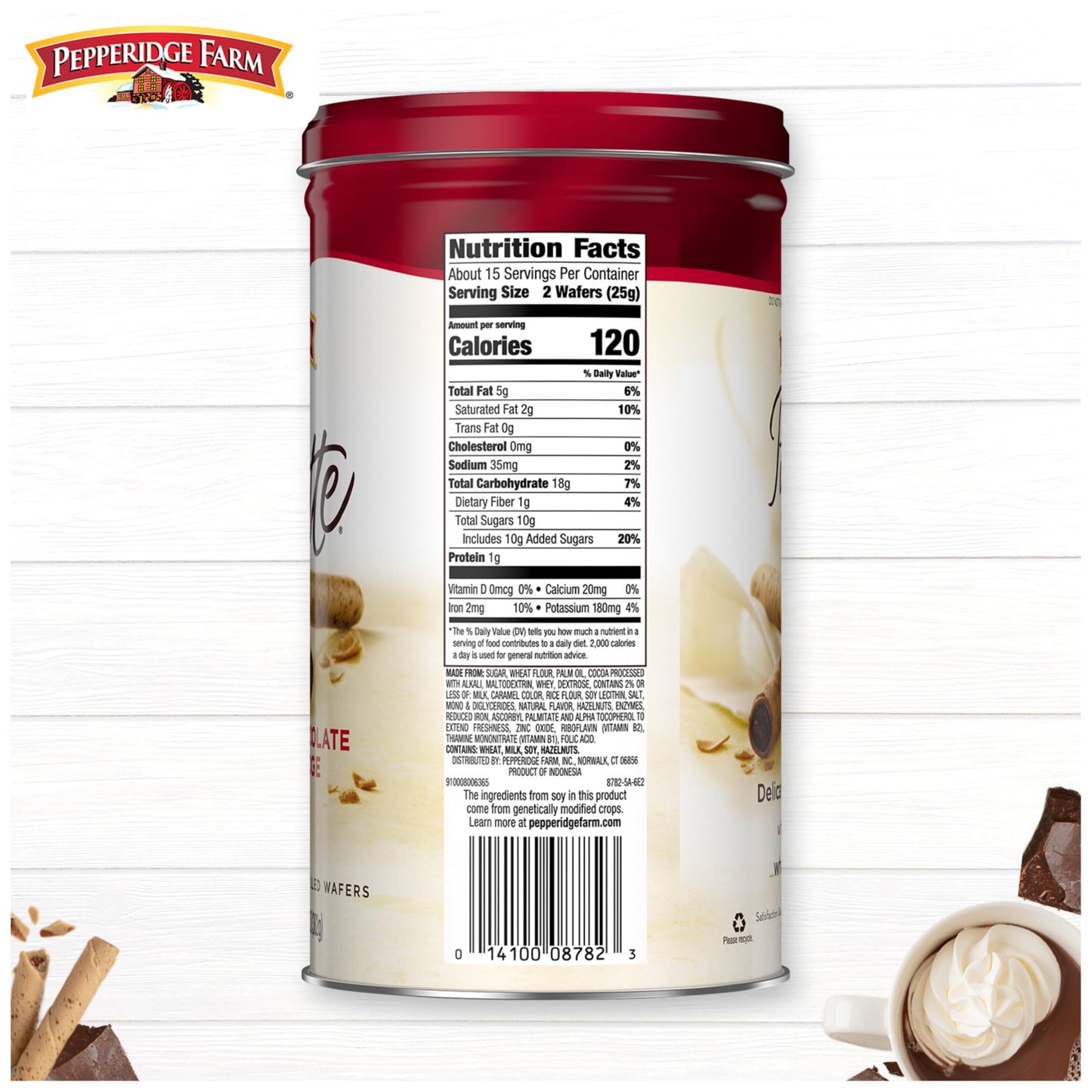 Pepperidge Farm Pirouette Cookies, Chocolate Fudge Cr  me Filled Wafers, 13.5 Oz Tin (Pack of 2)